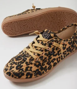 Women I LOVE BILLY Sneakers-Mynka Leopard Gum Canvas Lace Ups Sneakers