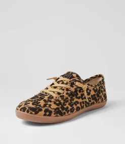 Women I LOVE BILLY Sneakers-Mynka Leopard Gum Canvas Lace Ups Sneakers