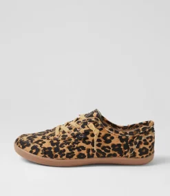 Women I LOVE BILLY Sneakers-Mynka Leopard Gum Canvas Lace Ups Sneakers