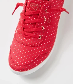 Women I LOVE BILLY Sneakers-Mynka Red White Spot Canvas Lace Ups Sneakers