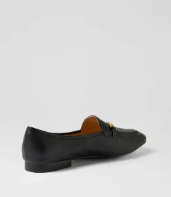 Women TOP END Flats|Loafers-Myrah Black Leather Loafers