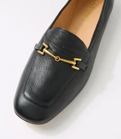 Women TOP END Flats|Loafers-Myrah Black Leather Loafers
