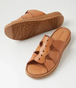 Women COLORADO Comfort|Slides-Myrtle Tan Leather Slides