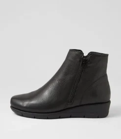Women SUPERSOFT Boots|Comfort-Mysaria Black Leather Ankle Boots