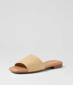 Women TOP END Slides|Flats-Nahlas Natural Synthetic Raffia Slides