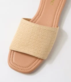 Women TOP END Slides|Flats-Nahlas Natural Synthetic Raffia Slides