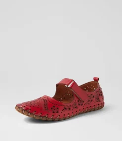 Women COLORADO Comfort|Flats-Nanette Dark Red Leather Flat Shoes