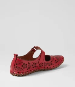 Women COLORADO Comfort|Flats-Nanette Dark Red Leather Flat Shoes