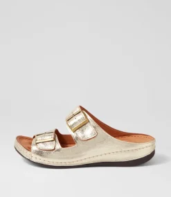 Women DIANA FERRARI Slides|Sandals-Nardi Platinum Leather Slides