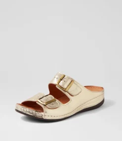 Women DIANA FERRARI Slides|Sandals-Nardi Platinum Leather Slides