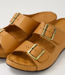 Women DIANA FERRARI Slides|Sandals-Nardi Tan Leather Slides