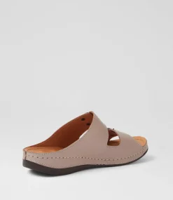 Women DIANA FERRARI Slides|Sandals-Nardi Taupe Leather Sandals