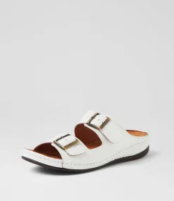 Women DIANA FERRARI Slides|Sandals-Nardi White Leather Sandals
