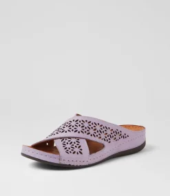 Women DIANA FERRARI Slides|Sandals-Nardinah Lilac Leather Slides