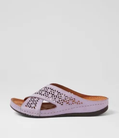 Women DIANA FERRARI Slides|Sandals-Nardinah Lilac Leather Slides