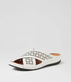 Women DIANA FERRARI Slides|Sandals-Nardinah White Leather Slides