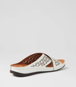 Women DIANA FERRARI Slides|Sandals-Nardinah White Leather Slides