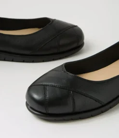 Women SUPERSOFT Comfort|Flats-Natie Black Leather Ballet Flats