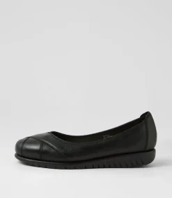 Women SUPERSOFT Comfort|Flats-Natie Black Leather Ballet Flats