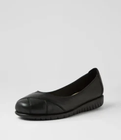 Women SUPERSOFT Comfort|Flats-Natie Black Leather Ballet Flats