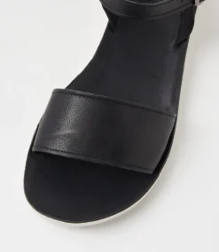 Women DIANA FERRARI Flats|Sandals-Navadis Black White Leather Sandals