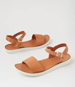 Women DIANA FERRARI Flats|Sandals-Navadis Dark Tan White Leather Sandals