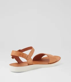 Women DIANA FERRARI Flats|Sandals-Navadis Dark Tan White Leather Sandals