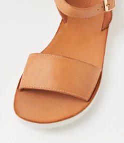 Women DIANA FERRARI Flats|Sandals-Navadis Dark Tan White Leather Sandals
