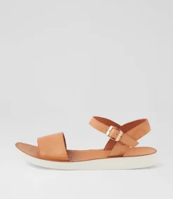 Women DIANA FERRARI Flats|Sandals-Navadis Dark Tan White Leather Sandals