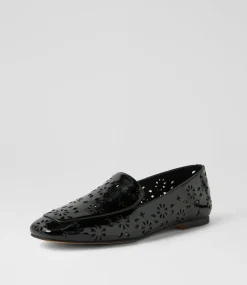 Women DIANA FERRARI Flats-Navie Black Patent Leather Flat Shoes