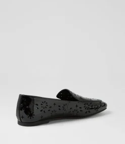 Women DIANA FERRARI Flats-Navie Black Patent Leather Flat Shoes