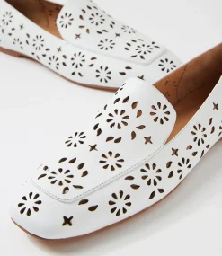 Women DIANA FERRARI Flats-Navie White Leather Flat Shoes