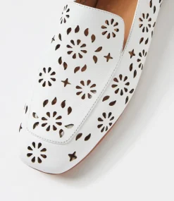 Women DIANA FERRARI Flats-Navie White Leather Flat Shoes