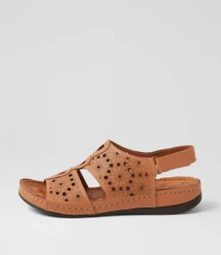 Women DIANA FERRARI Wedges|Sandals-Necole Tan Leather Sandals