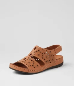 Women DIANA FERRARI Wedges|Sandals-Necole Tan Leather Sandals