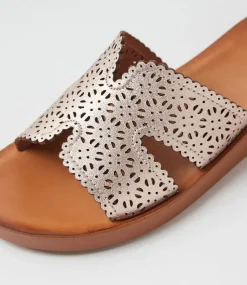 Women DIANA FERRARI Flats|Sandals-Neene Rose Gold Natural Leather Sandals
