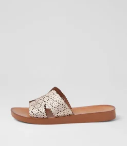 Women DIANA FERRARI Flats|Sandals-Neene Rose Gold Natural Leather Sandals