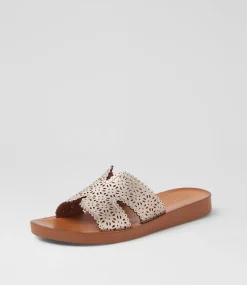 Women DIANA FERRARI Flats|Sandals-Neene Rose Gold Natural Leather Sandals