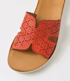 Women DIANA FERRARI Flats|Sandals-Neene Tangerine White Leather Sandals