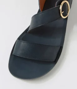 Women DIANA FERRARI Flats|Sandals-Nhilo Navy Leather Sandals