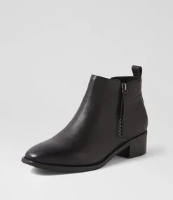 Women SUPERSOFT Boots|Comfort-Nickie Black Leather Ankle Boots