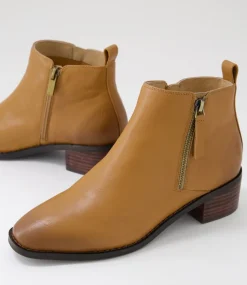 Women SUPERSOFT Boots|Comfort-Nickie Dark Tan Leather Ankle Boots