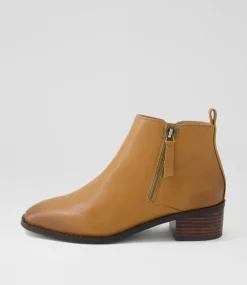 Women SUPERSOFT Boots|Comfort-Nickie Dark Tan Leather Ankle Boots
