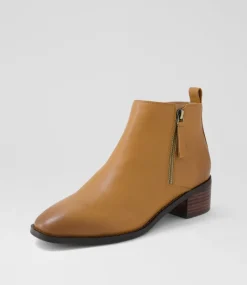Women SUPERSOFT Boots|Comfort-Nickie Dark Tan Leather Ankle Boots