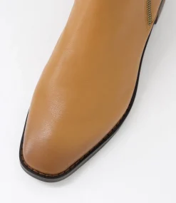 Women SUPERSOFT Boots|Comfort-Nickie Dark Tan Leather Ankle Boots