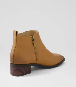 Women SUPERSOFT Boots|Comfort-Nickie Dark Tan Leather Ankle Boots