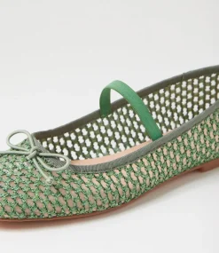 Women DIANA FERRARI Flats-Nidree Green Woven Flat Shoes