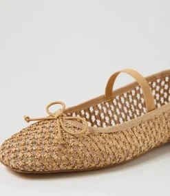 Women DIANA FERRARI Flats-Nidree Tan Woven Flat Shoes