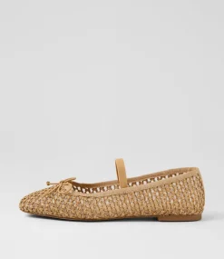 Women DIANA FERRARI Flats-Nidree Tan Woven Flat Shoes
