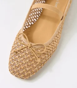Women DIANA FERRARI Flats-Nidree Tan Woven Flat Shoes